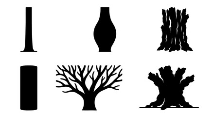 Diverse Tree Silhouettes Collection, Vector Icons for Nature and Ecology Design, Organic Shapes for Landscape and Forest Graphics © Sharif