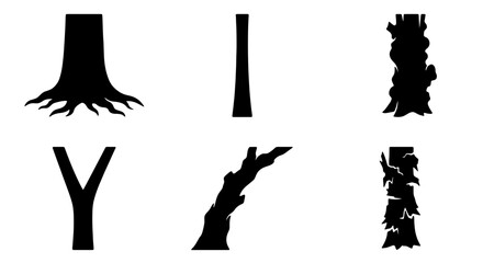 Diverse Tree Trunk Silhouettes, Organic Bark Textures, Forest Elements Collection, Nature Design Assets © Sharif