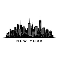 Obraz premium Minimalist New York City Skyline Silhouette - Black and White Vector