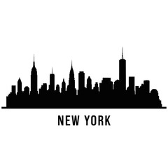 Obraz premium New York City Skyline Silhouette - Black and White Vector Illustration