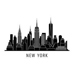 Obraz premium New York City Skyline Silhouette - Black and White Vector Illustration