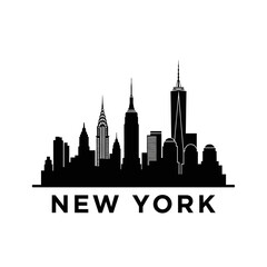 Fototapeta premium New York City Skyline Silhouette - Black and White Vector Illustration