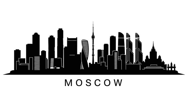 Moscow City Skyline Silhouette Vector Illustration