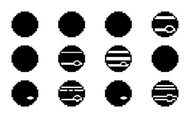 Jupiter Planet Icons, Celestial Body Symbols, Space Exploration Vector Graphics, Astronomical Objects Set © PixelArtBox