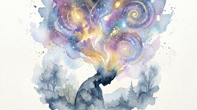 Cosmic Light Burst Above Confused Silhouette Symbolizing Spiritual Awakening Trigger JPG