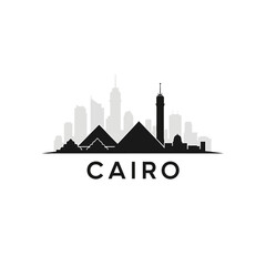 Obraz premium Cairo Silhouette: Modern Cityscape with Pyramids, Vector Graphic
