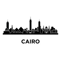 Obraz premium Cairo Skyline Silhouette - Egypt Cityscape Illustration