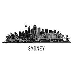 Obraz premium Sydney Skyline Silhouette: Iconic Cityscape Black & White