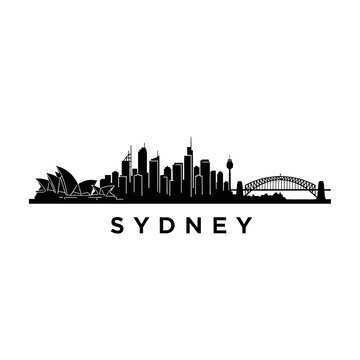 Sydney Skyline Silhouette Icon, Australia Cityscape Vector Illustration