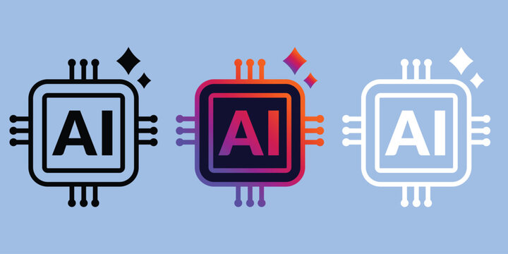 AI processor icon symbol collection