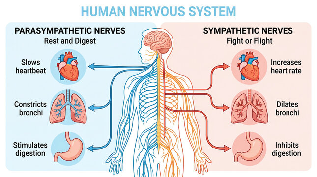 Autonomic nervous system comparison chart parasympathetic and sympathetic