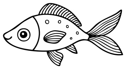 Fototapeta premium Simple cartoon goldfish illustration with playful dots and fins for children's designs