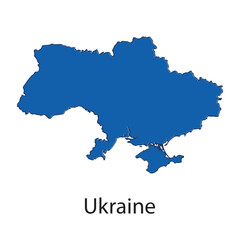 Fototapeta premium Map of Ukraine in blue color on white background