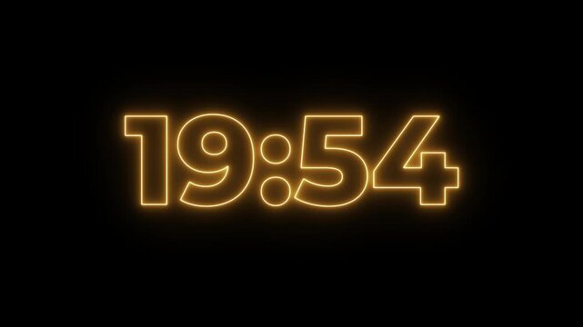 Glowing red neon modern countdown 20 minute to 19 minute timer animation.20 minute to 19 minute countdown animation.