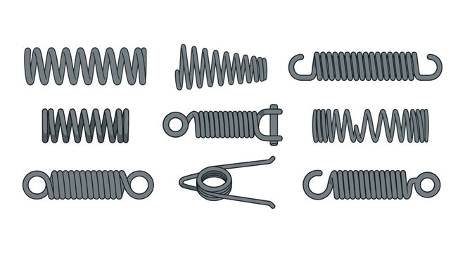 various coiled springs vector illustration spring coil helix wire mechanical