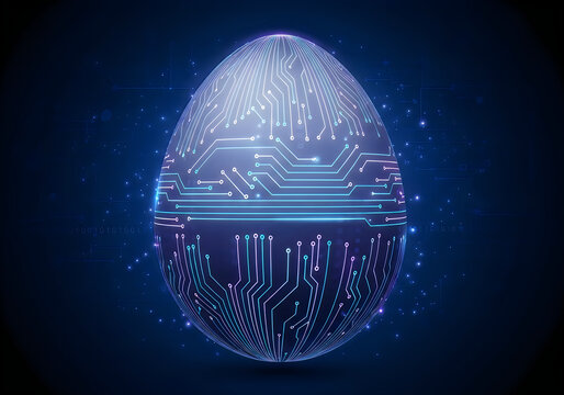 Digital Brain Technology Concept in Futuristic Sci-Fi Style with Circuit Network and Data Flow