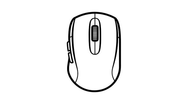 Black computer mouse icon isolated on transparent background, Vector