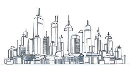 Fototapeta premium New york city skyline illustration in blue isolated on transparent background, Vector