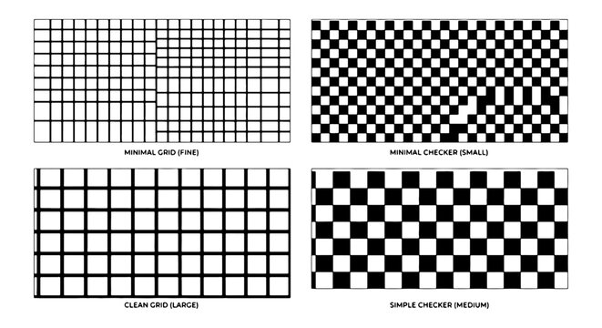 Minimalist Grid and Checkerboard Patterns, Vector Set: Clean Lines, Simple Checks, Graphic Resources for Design