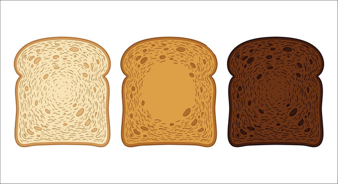 three slices of bread vector illustration slice loaf food bakery