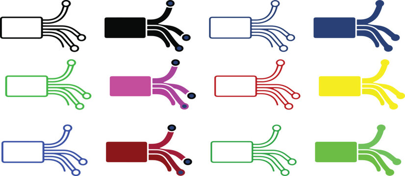 Electrical cable icon set. exposed wires and connection ends. power and wiring concept. vector illustration. new