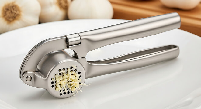 Stainless Steel Garlic Press Crusher.