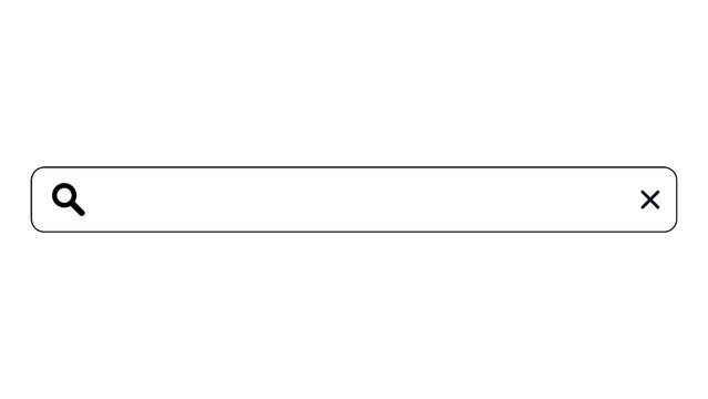 Simple blank search bar template with magnifying glass and clear icon isolated on transparent background