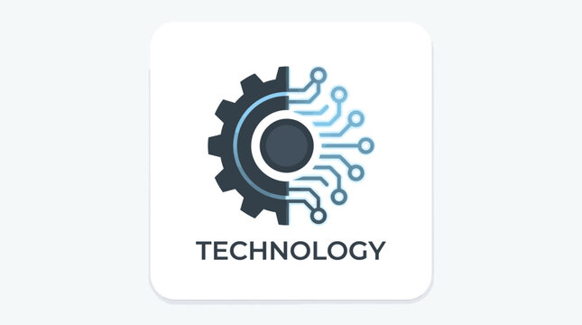 A technology gear icon with circuit connections symbolizing modern engineering, innovation, and digital transformation.
