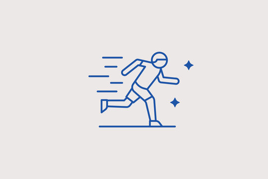 Sprinting runner line icon for fast athletics competitions. Dynamic vector illustration for marathon training school flyers.