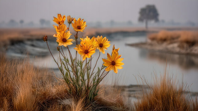 Sunflowers swaying in a field during golden hour, nature scene. gardening catalogs, home-decor guides, designed for home decor and floral branding and gardening and botanical catalogs.adulteration.