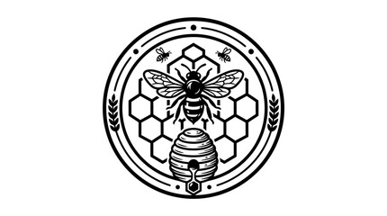 Black and white bee insect logo. © Ramadan