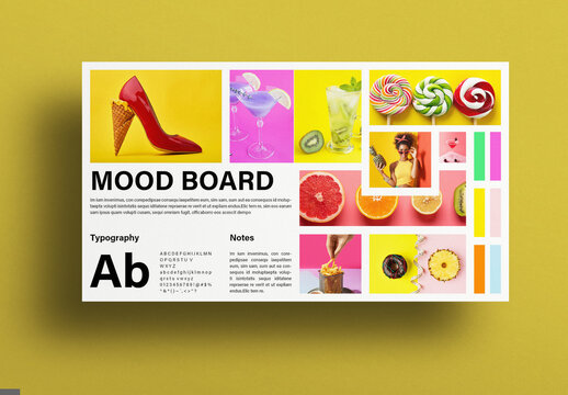 Yellow Colorful Mood Board Design Presentation Template