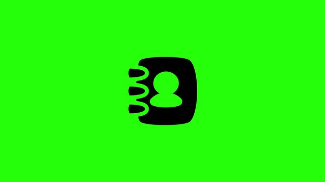 Premium 4K motion graphic of an address book contact directory notebook icon bouncing. Ideal for corporate office employee list layouts.