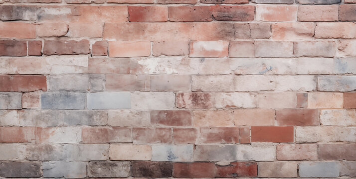 Rustic multicolored brick wall texture featuring warm earth tones and weathered grout lines