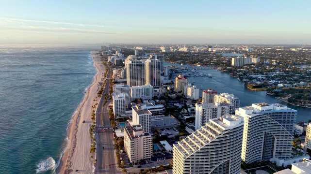 aerial pullout fort lauderdale beach florida