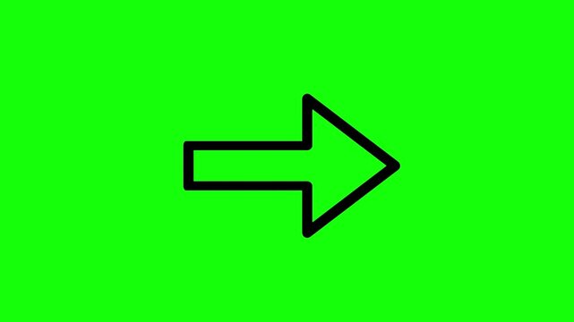 Collection of animated arrow icons for navigation and direction on a green screen background