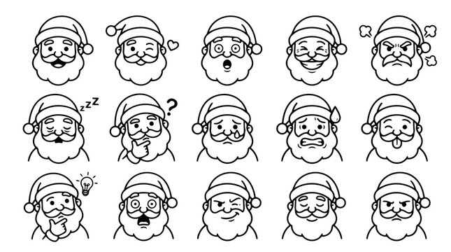 Set of Santa Claus facial expressions