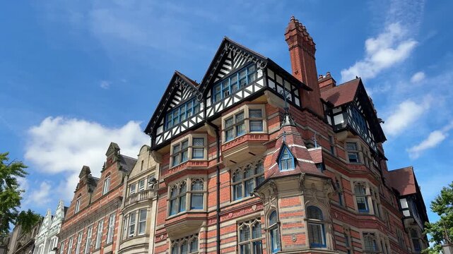 Beautiful view of a historic building at Old Market Square in Nottingham city centre, Nottinghamshire, showcasing classic English architecture and urban heritage.