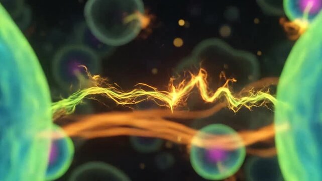 Microscopic view of biological cells undergoing a complex division process