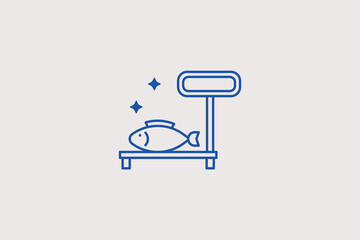 Fish scale line icon for commercial market weighing. Clean vector illustration for seafood store price lists. © HenryFord