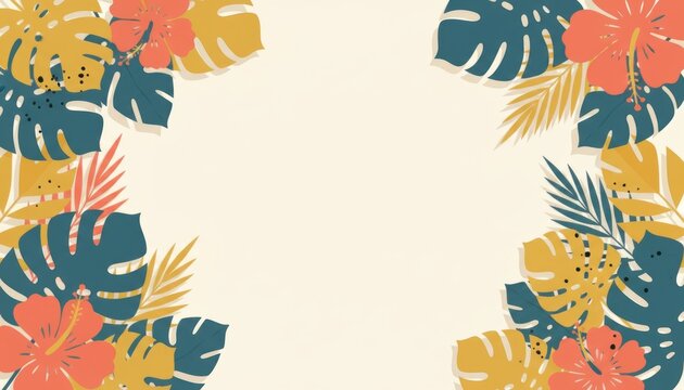 Tropical leaf pattern, colorful jungle botanical background in beige, seamless summer wallpaper design for fabric and web