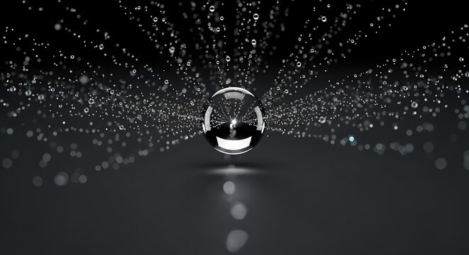 Minimal Power Center Gravity water drops on a glass surface