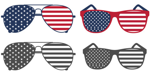 Patriotic sunglasses with american flag design and stars vector illustration on white background © Graphixarray