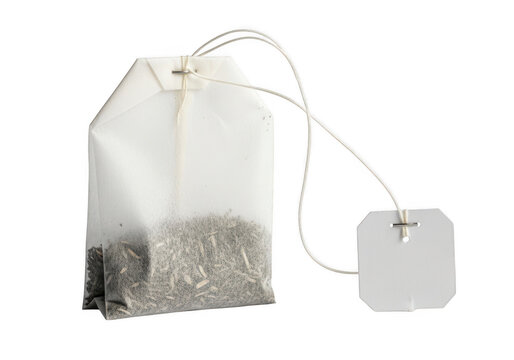 Single Unused Tea Bag with Blank White Label Mockup
