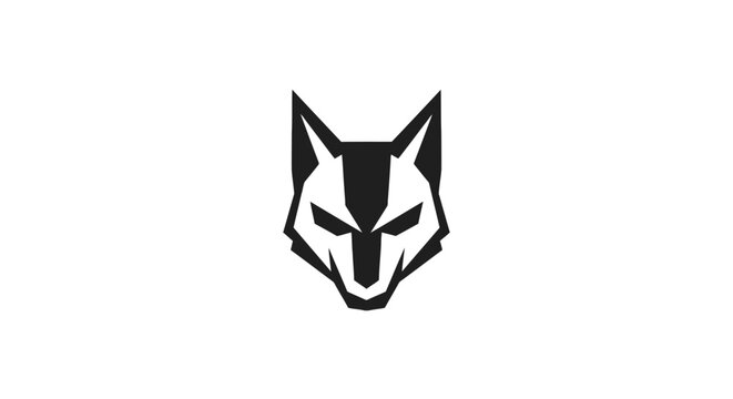 Abstract geometric wolf head animal logo.