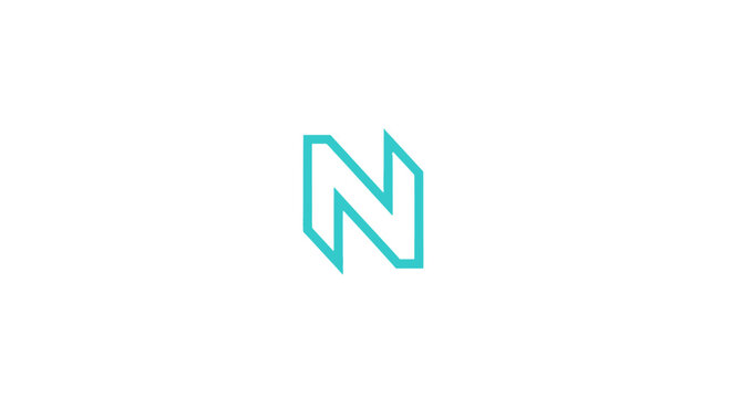Cyan geometric letter N logo with parallel line style.