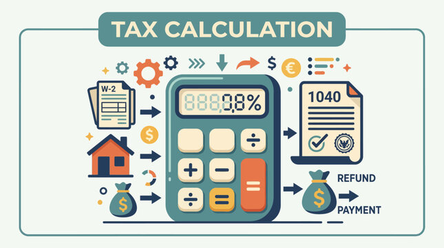 Tax calculation with a calculator.