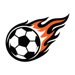 Fototapeta premium Soccer ball in flames during a dynamic match with energetic motion isolated on white background