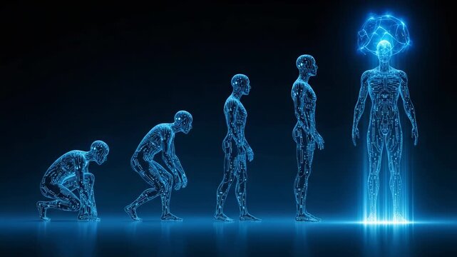Evolution of humanity from primitive form to ai