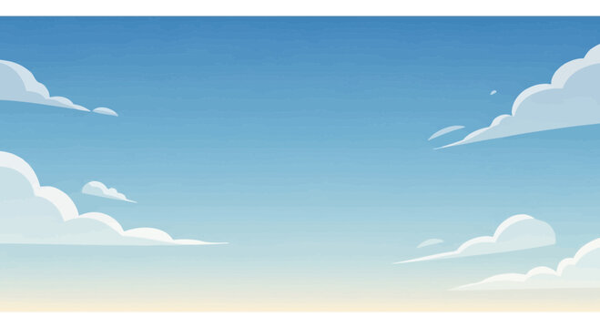 Pixel Art Sky with Fluffy Clouds and Blue Horizon